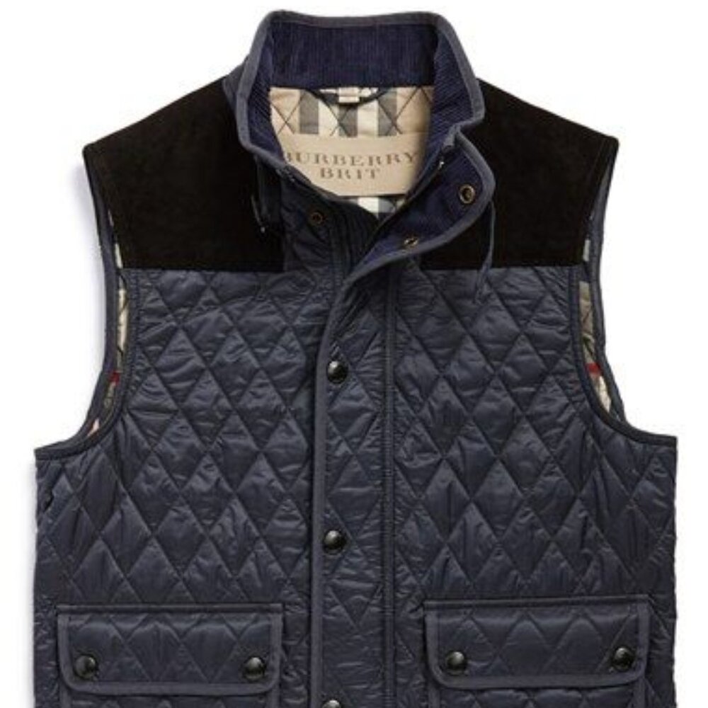 Burberry Brit Men's Rosston Diamond Quilted / Suede Vest